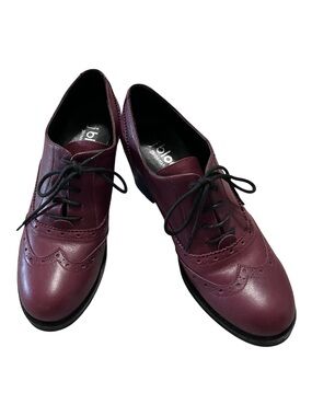 jbloom Burgundy Leather Wingtip Oxford Heels - Size 39
